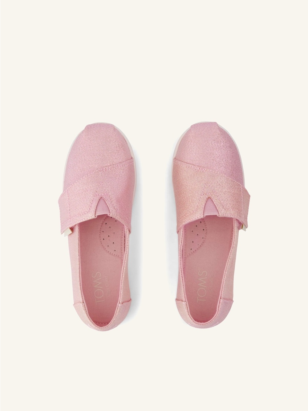 TOMS BNWT Toddler Alpargata Classic Shoes Pink Quartz Iridecent Twill Glitter